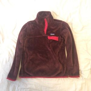 Patagonia 1/4 Button Up Fleece Maroon Size Small